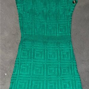 Textured Green Knit Bodycon Dress